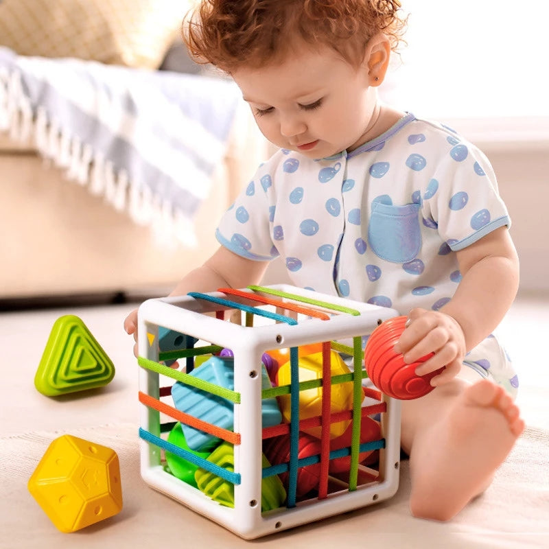 Sensorische Vormenkubus Baby – Montessori Speelgoed 6+ Maanden