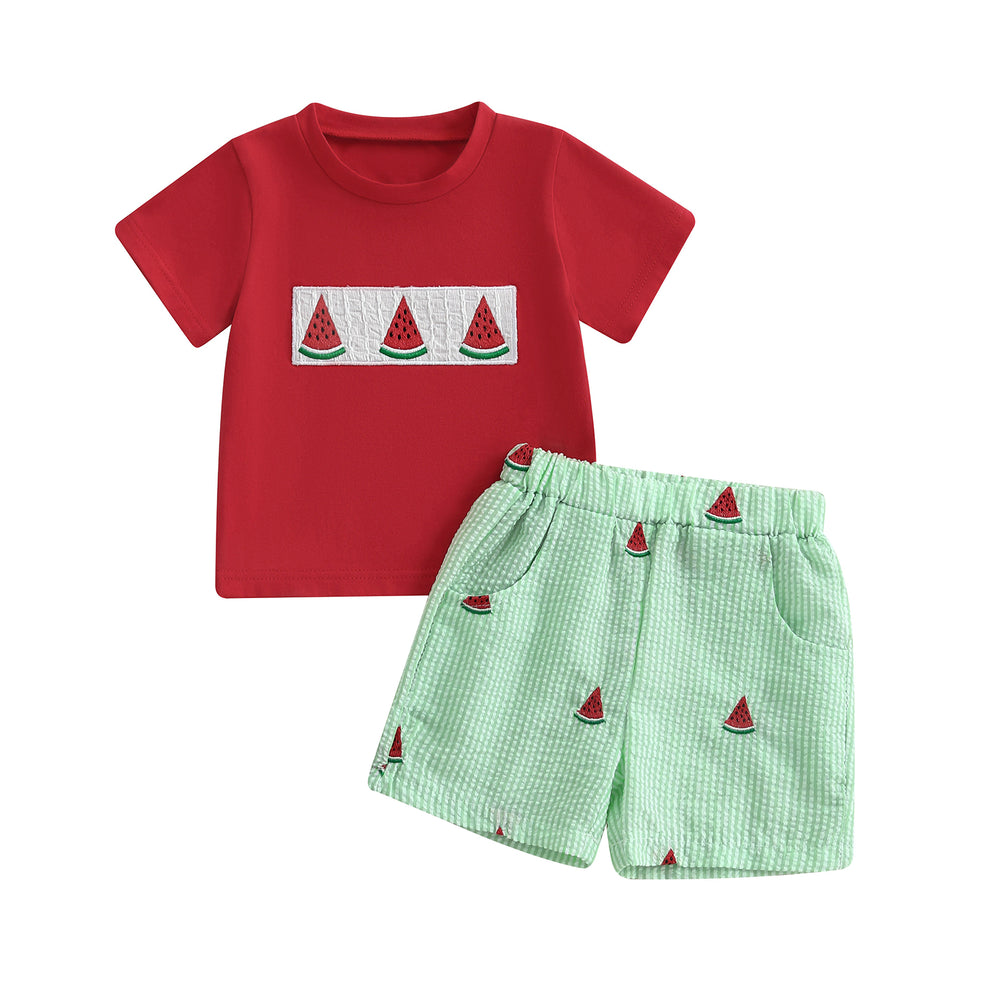Watermeloen Zomerset Baby & Peuter | Unisex T-shirt & Korte Broek | Fruitprint Outfit 6mnd–4jr | Katoen & Polyester