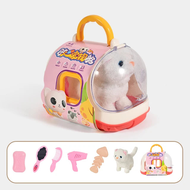 Huisdier Verzorg Set – Kinder Speelgoed voor Dierenliefhebbers met Pluchen Huisdier, Draagbare Reismand, Accessoires (Borstel, Kam, Bot, Poopschepje, 3+ Jaar)-More For Mini