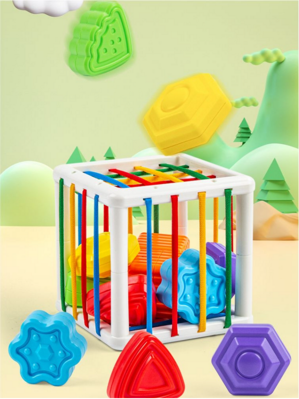Sensorische Vormenkubus Baby – Montessori Speelgoed 6+ Maanden
