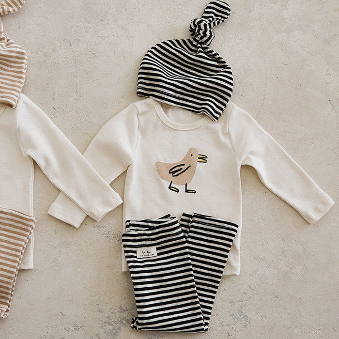 Set Legging met Longsleeve en Muts - Cozy Nest Baby, Bruin/Zwart, Katoen, Maat 0-3 Jaar-More For Mini