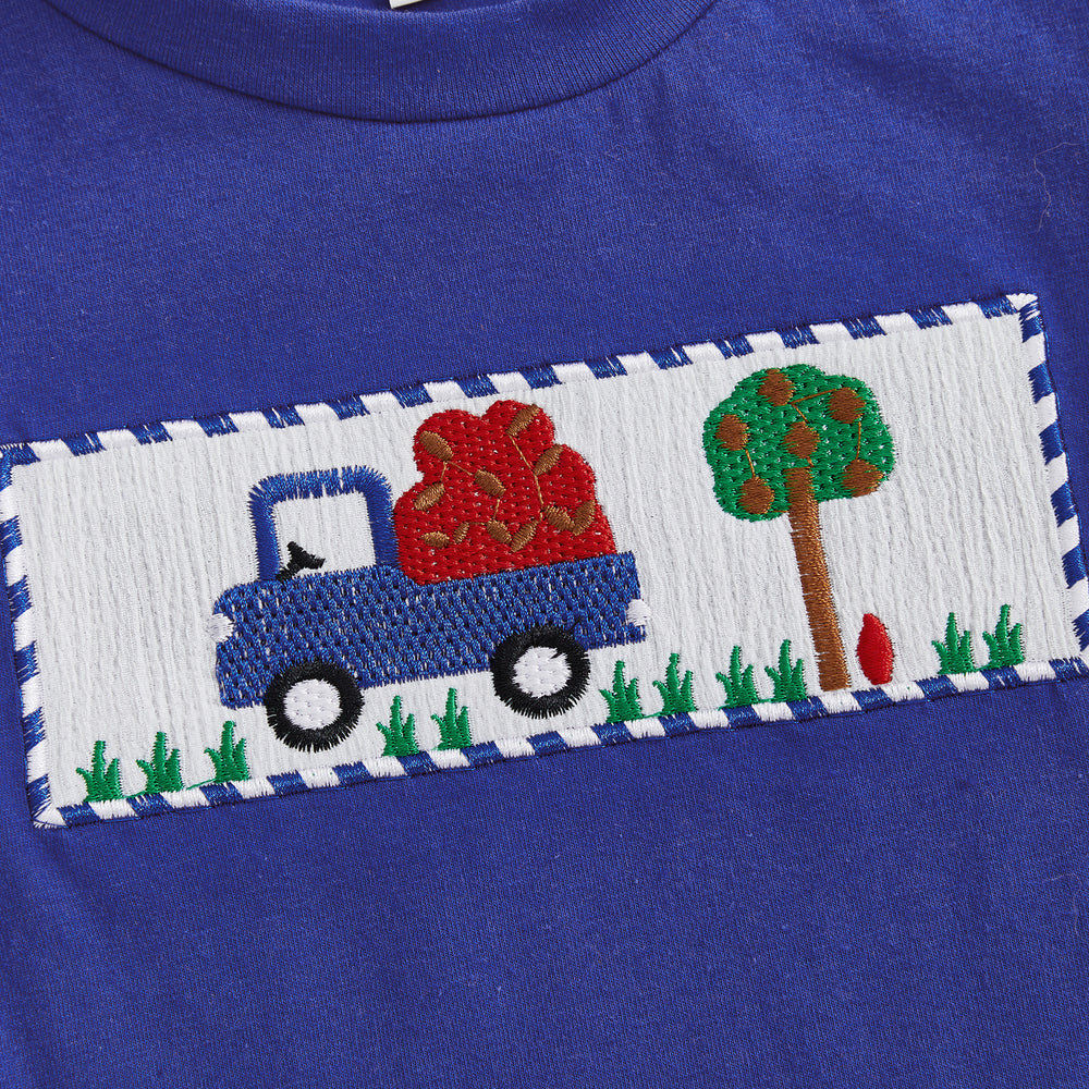 AppleTruck Zomerset Jongens | T-shirt met Appeltruck & Gestreepte Short | Katoen & Polyester | 6mnd–4jr | Blauw & Rood