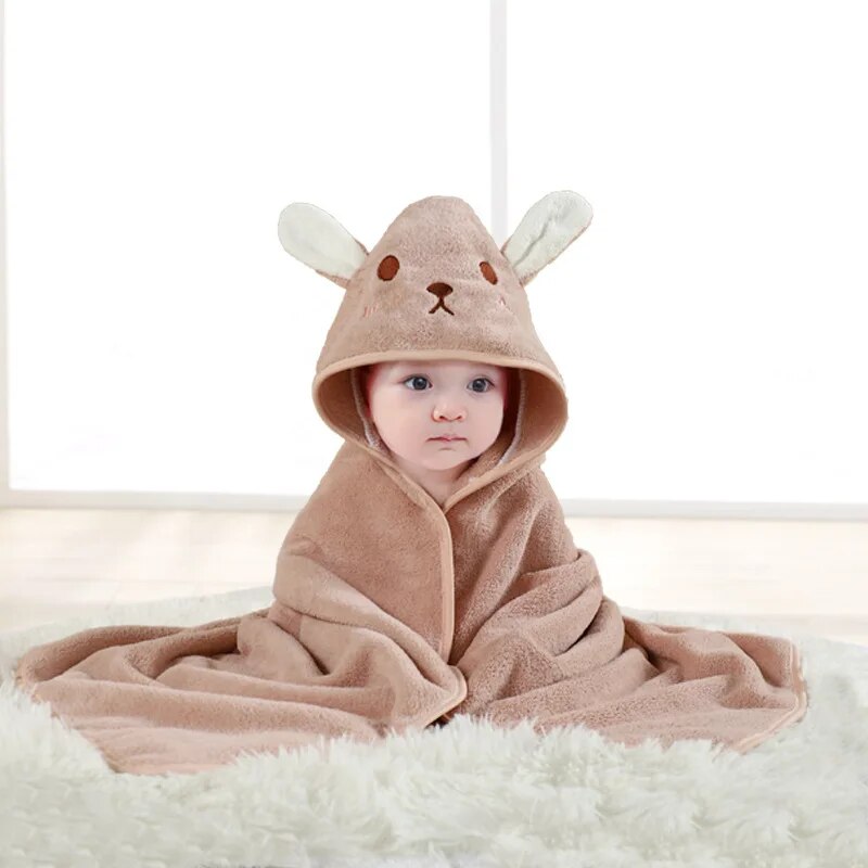 SnuggleTales Baby Hooded Badhanddoek – Zachte Cartoon Dieren Handdoek voor Kinderen
