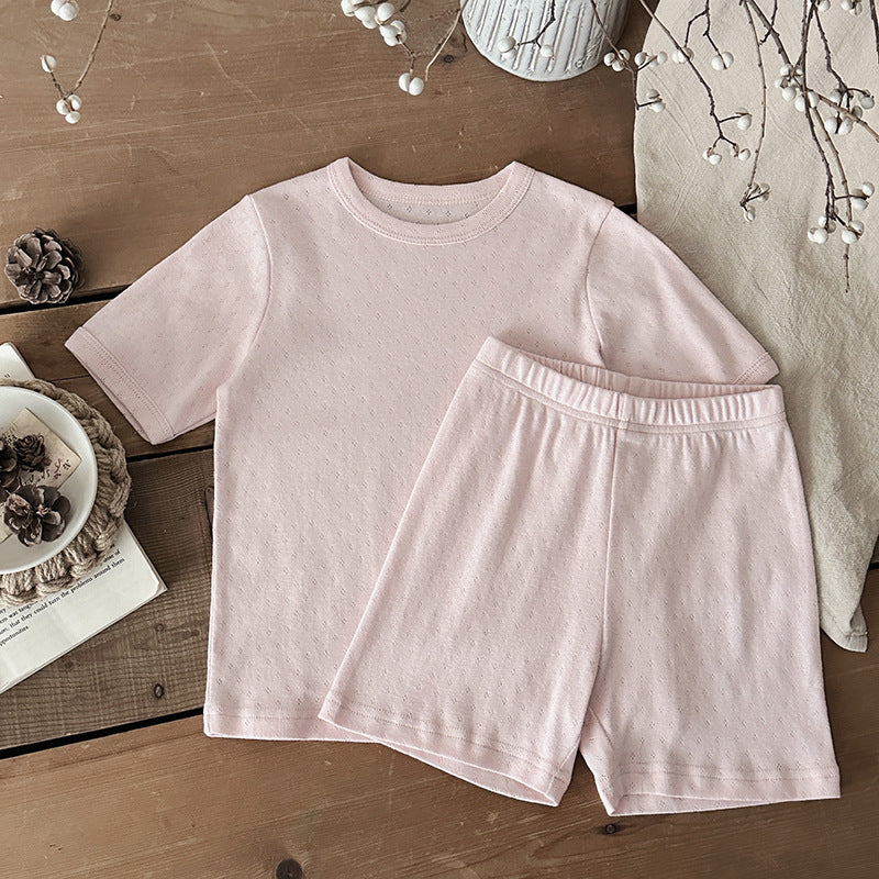 Unisex Ribstof Zomerset Baby & Peuter – T-shirt + Short – Katoen – Little Loom – Geel, Grijs, Blauw, Roze, Groen – Maat 0-4 Jaar