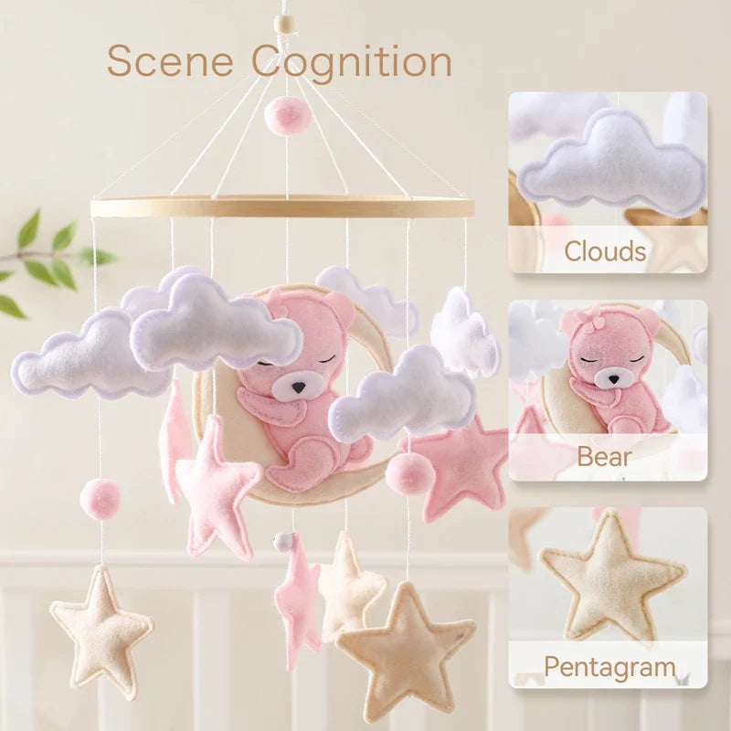 Wiegmobiel hout baby – babymobiel met beren en sterren