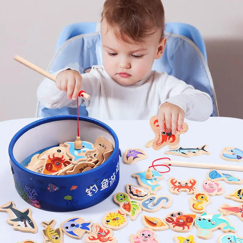 Montessori Magnetisch Houten Visspel – Educatief Zeeleven Speelgoed