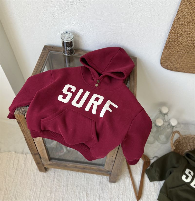 Hoodie - WaveRider Unisex, Groen/Rood/Grijs, Katoen, Maat 0-6 Jaar
