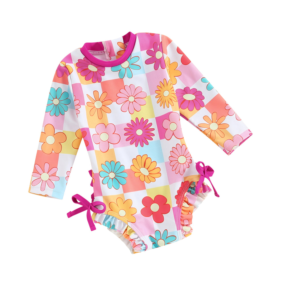 BloomBabe Zwemromper Meisjes | Lange Mouwen | Vlinder of Bloemenprint | Sneldrogend Polyester | 0-3 Jaar