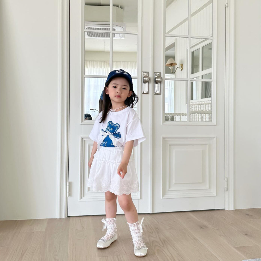 Lunoe Teddie Baby T-shirt – Teddybeer Print & Satijnen Strik | 100% Katoen – Maat 0–3 Jaar