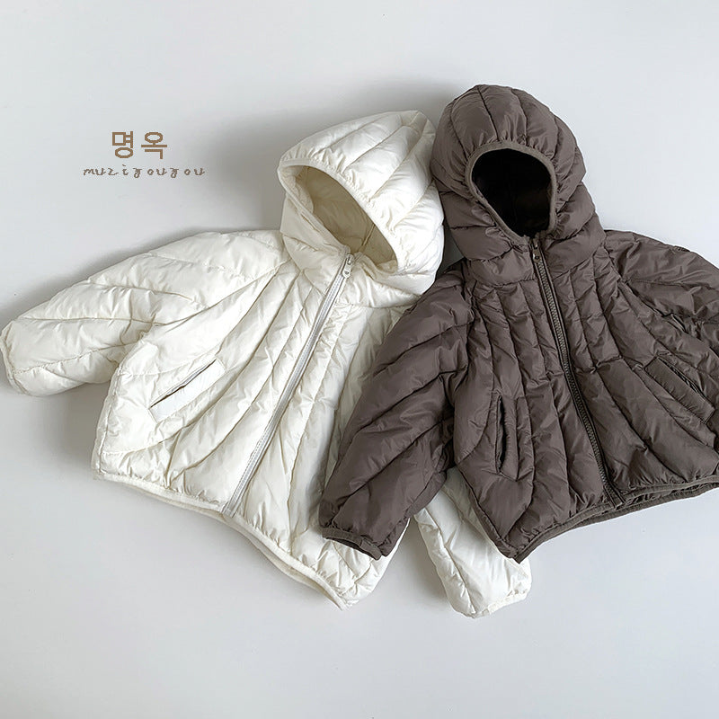 Donsjas met Capuchon - Muziyouyou Jongens, Bruin/Wit, Polyester, Maat 0-6 Jaar-More For Mini