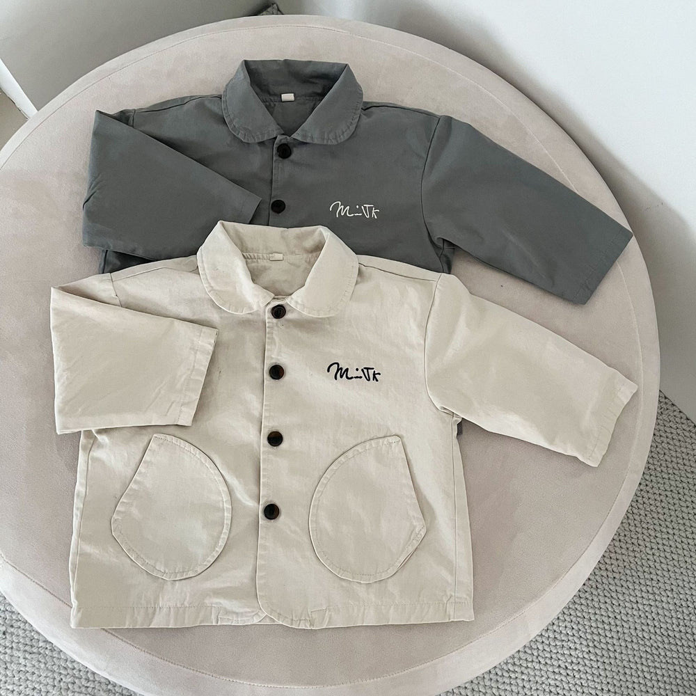 Jas - LittleUrban Unisex, Grijs/Beige, Katoen, Maat 0-8 Jaar