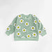 Sweater met Bloemenprint - Blije Bloemen Meisjes, Groen/Geel/Beige, Katoen, Maat 0-3 Jaar-More For Mini