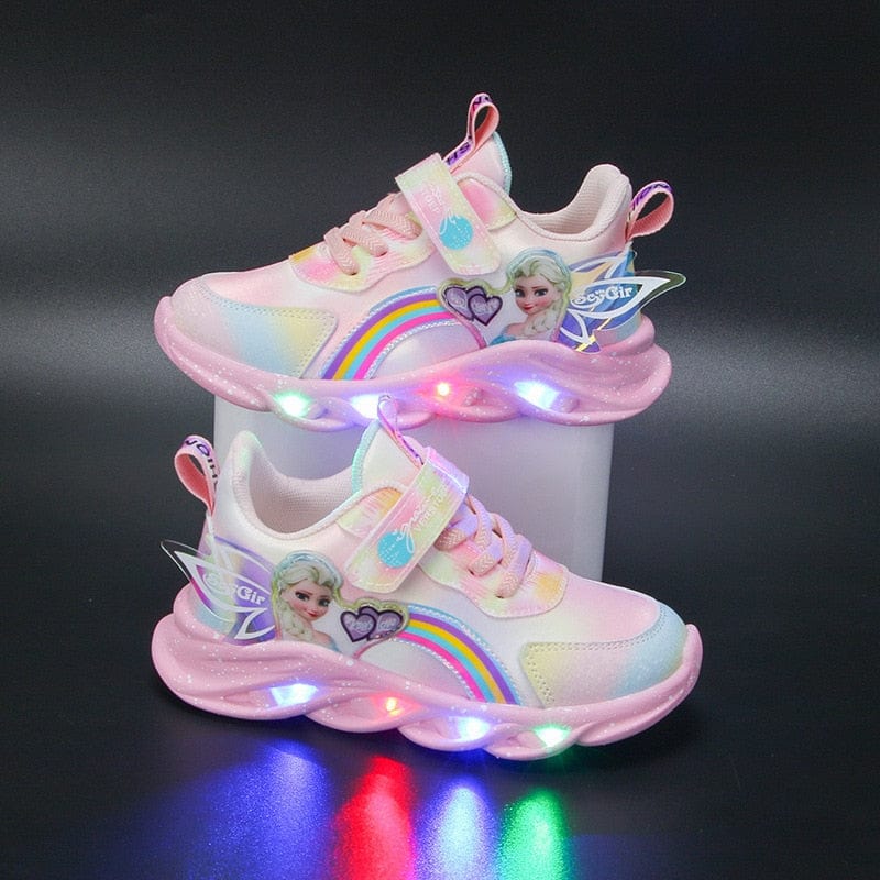 Rainbow Glitter LED Kindersneakers – Oplichtende Zool | Maat 22-35