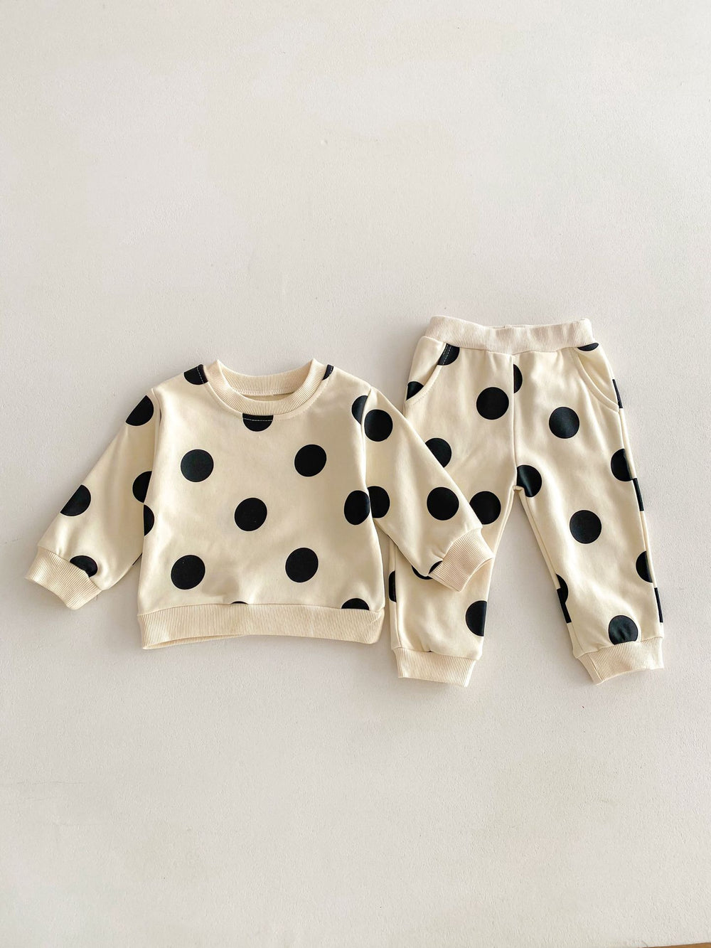 Joggingpak met Stippen - DottyDays Meisjes, Paars/Beige/Groen, Katoen, Maat 0-4 Jaar