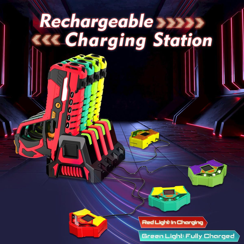 LaserBlaze Speelset 4-Persoons – Draadloos Laser Tag Spel met Pistolen & Body Gear | Laser Game voor Kinderen 6+ | Infrarood Speelgoed Pistolen Oplaadbaar
