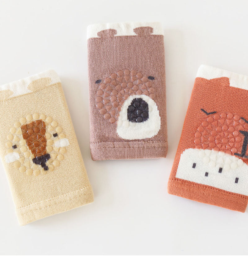 Kniebeschermer en Sokken Set - SnuggleStep Unisex, Geel/Bruin/Oranje/Roze/Wit, Katoen, Maat 0-5 Jaar