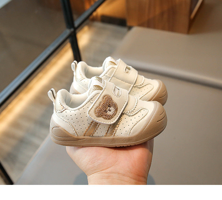 Sneaker met Klittenband - Beer Unisex, Khaki/Zwart/Rood, Maat 16-25-More For Mini