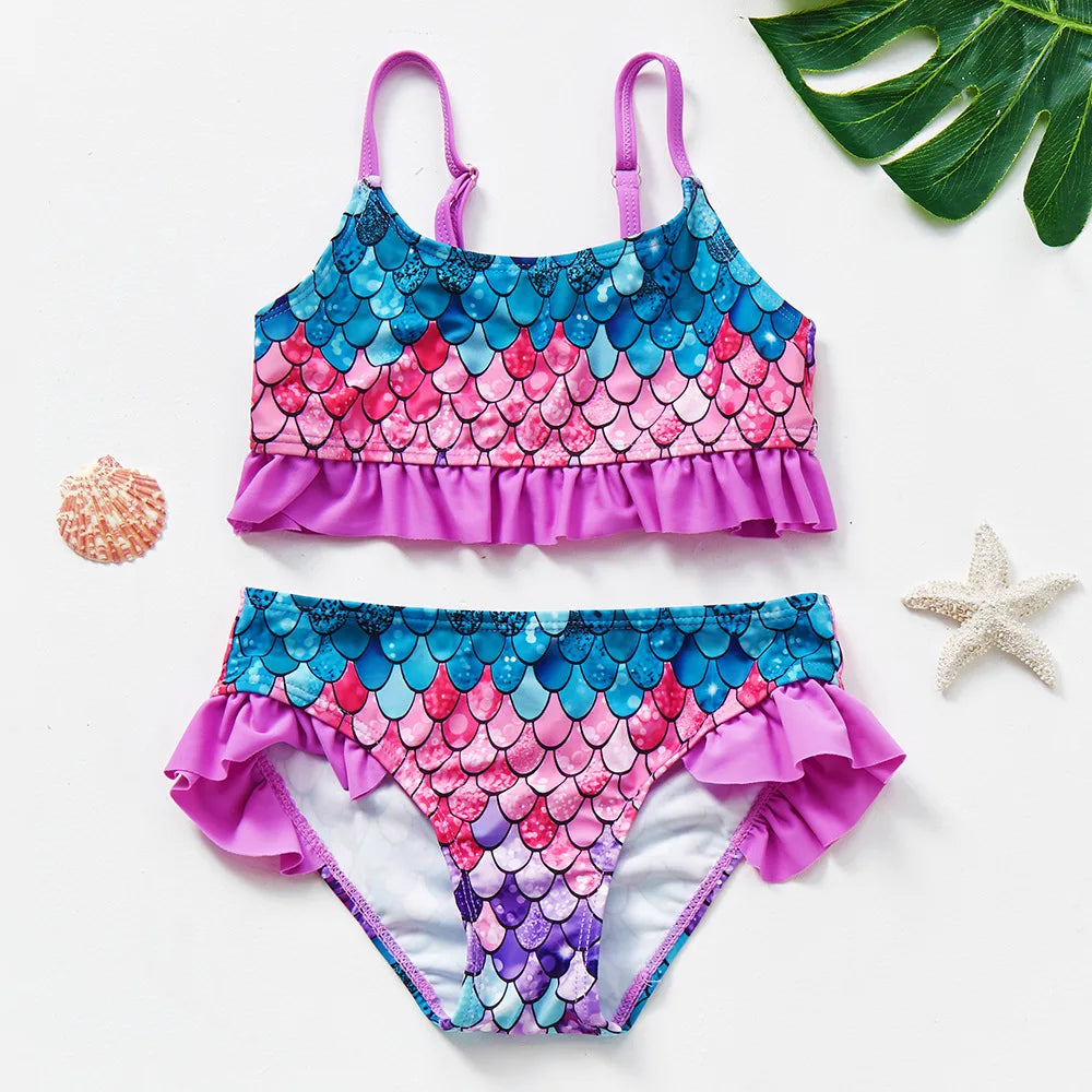 Meisjes Tankini Badpak Zeemeermin Print – Zomer Strandkleding | 3-12 jaar