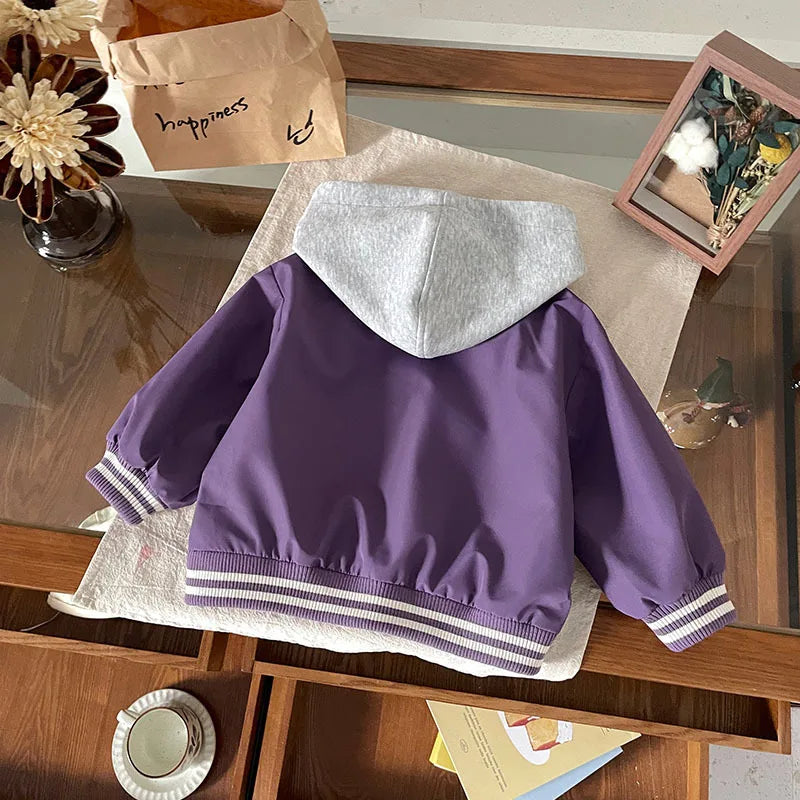 Jongens Herfstjas met Capuchon – Comfortabel, Cartoon Design & Warm