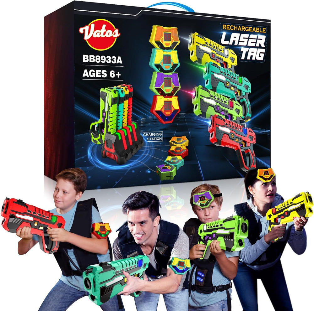 LaserBlaze Speelset 4-Persoons – Draadloos Laser Tag Spel met Pistolen & Body Gear | Laser Game voor Kinderen 6+ | Infrarood Speelgoed Pistolen Oplaadbaar