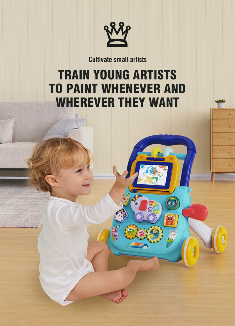 Baby Loopwagen met Activiteitenpaneel & Tekentablet – Educatief Speelgoed 9+ Maanden