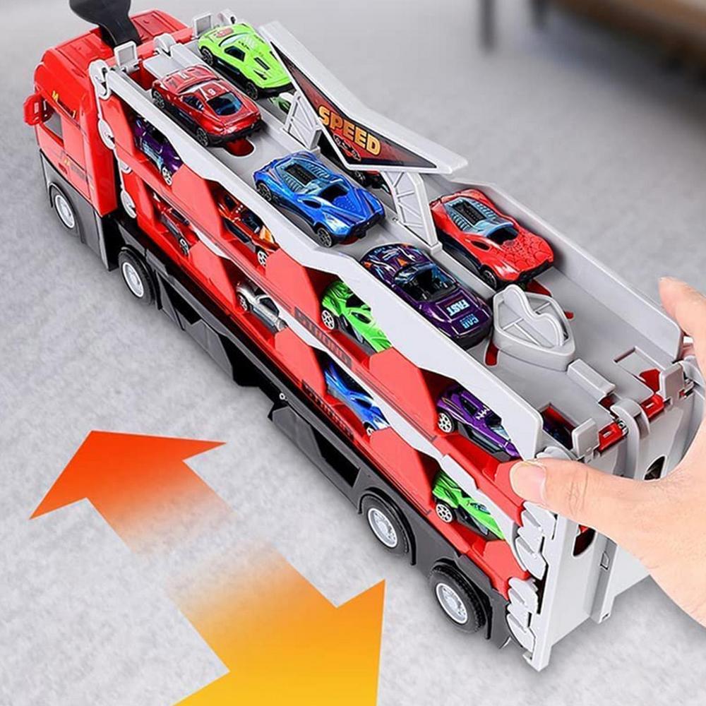TurboHaul Transporttruck met 8 Miniatuurauto’s – Speelgoed Truck Set voor Kinderen vanaf 3 Jaar – Realistisch en Duurzaam Speelplezier