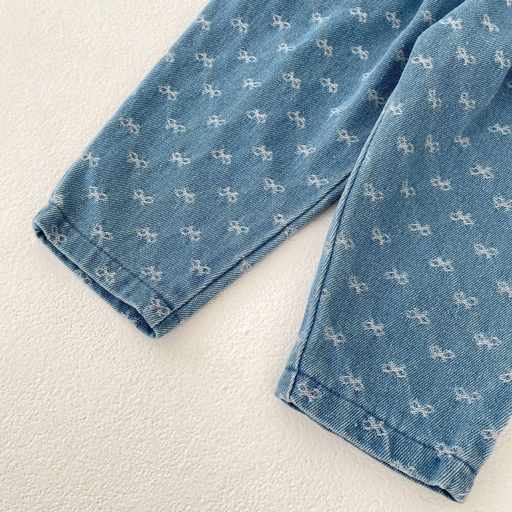 Spijkerbroek met Strikjes - Blossom Meisjes, Blauw, Katoen, Denim, 0-3 Jaar