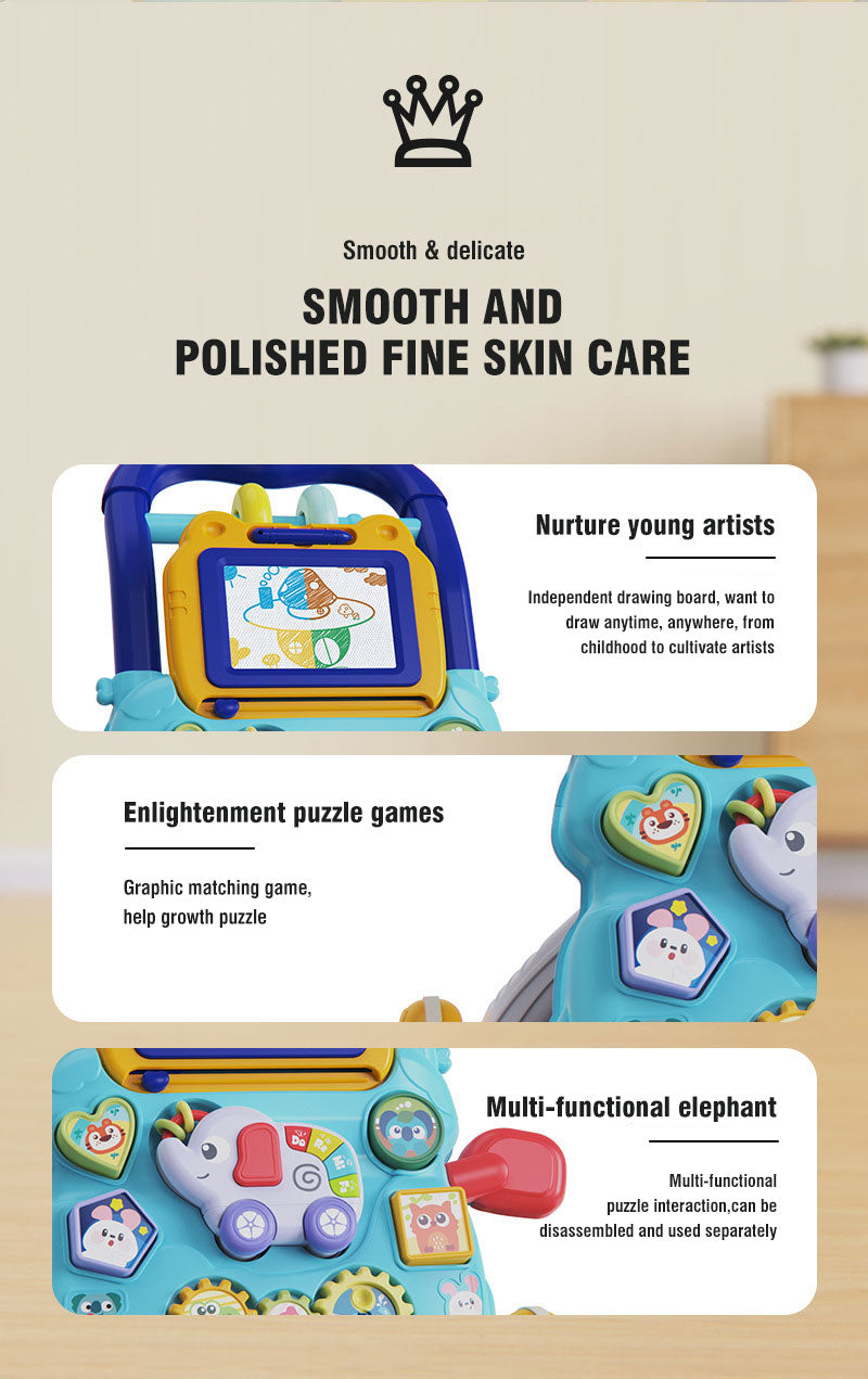 Baby Loopwagen met Activiteitenpaneel & Tekentablet – Educatief Speelgoed 9+ Maanden