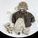 Donsjas met Polo kraag - Muziyouyou Jongens, Bruin/Wit, Polyester, Maat 0-6 Jaar-More For Mini
