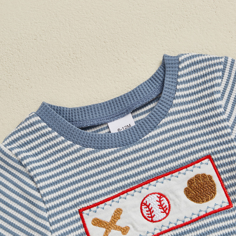 Baseball Stripe Zomerset Baby & Peuter | Gebreid T-shirt & Short | Knit Katoen | 0–3 Jaar | Sportieve Look voor Jongens