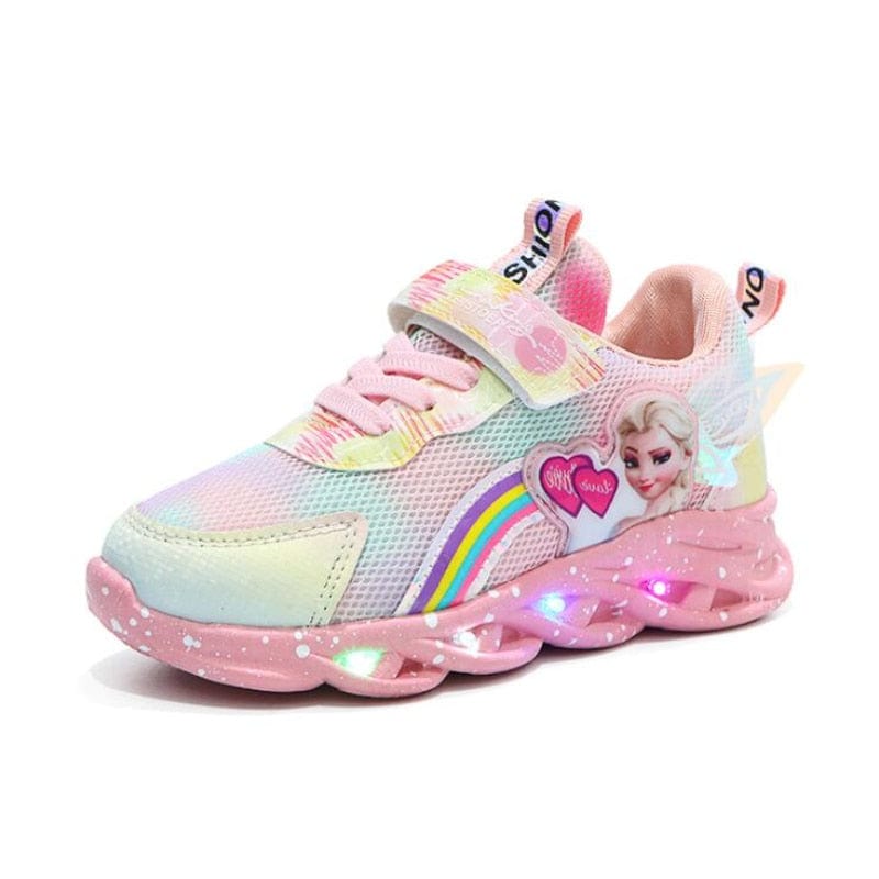 Rainbow Glitter LED Kindersneakers – Oplichtende Zool | Maat 22-35