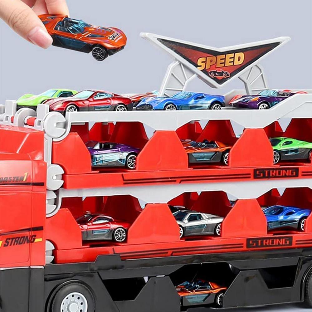 TurboHaul Transporttruck met 8 Miniatuurauto’s – Speelgoed Truck Set voor Kinderen vanaf 3 Jaar – Realistisch en Duurzaam Speelplezier