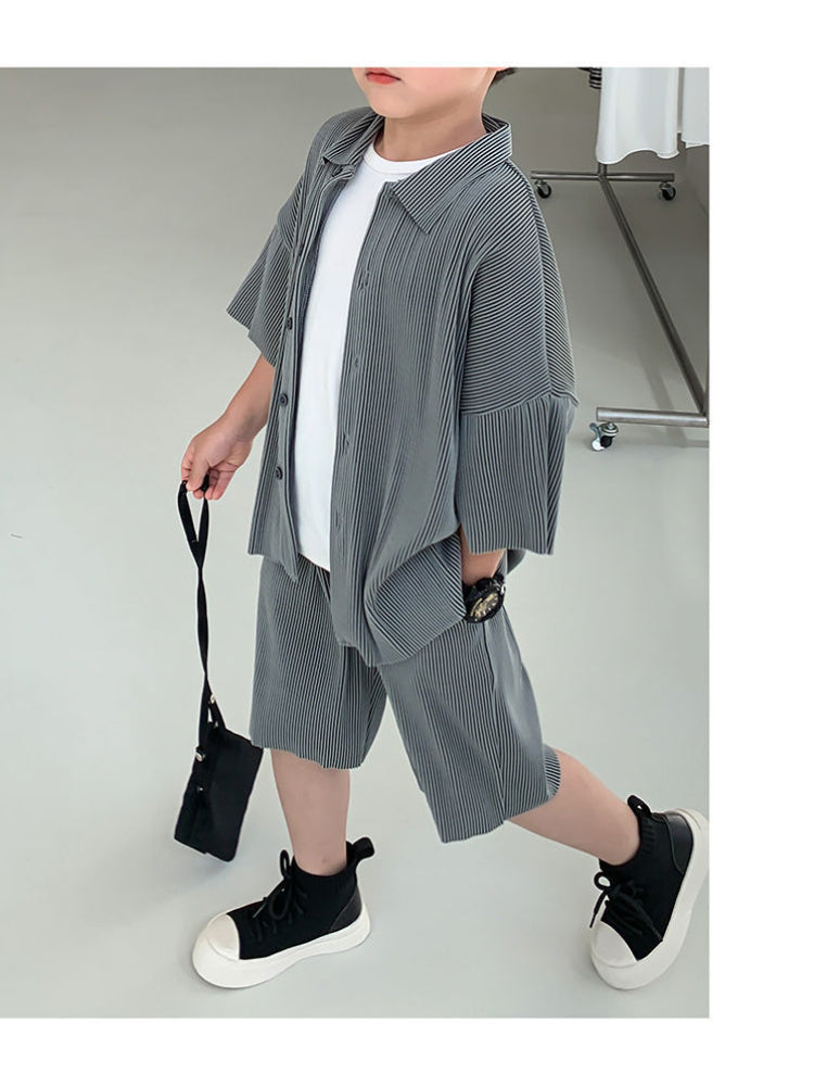Nuvin Breeze Zomerset Kind – 2-delig Oversized Overhemd + Short – Uniseks – Ademend – 0-9 Jaar
