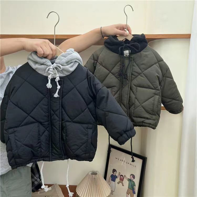 Gewatteerde Hoodie Jas - CozyShield Unisex, Blauw/Groen, Katoen, 0-6 Jaar