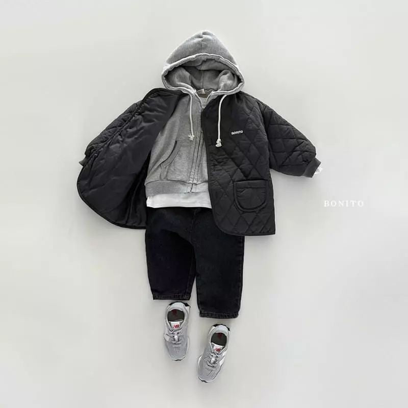 Gewatteerde Jas - Bonito Unisex, Beige/Zwart/Groen, Katoen, Maat 0-4 Jaar