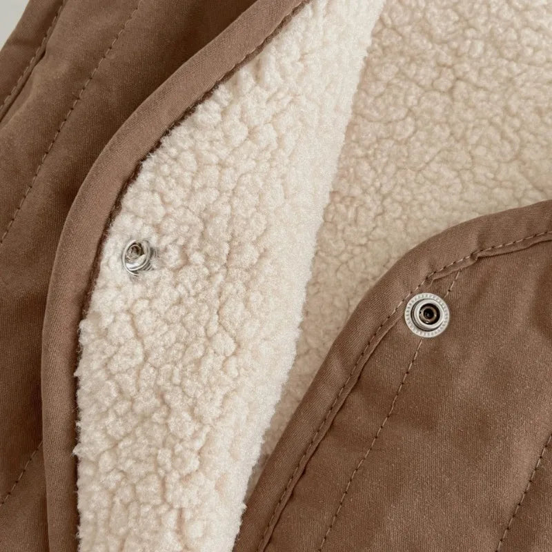 Bodywarmer met Wol - Gaborone Unisex, Roze/Bruin/Beige, Katoen, Maat 0-6 Jaar-More For Mini