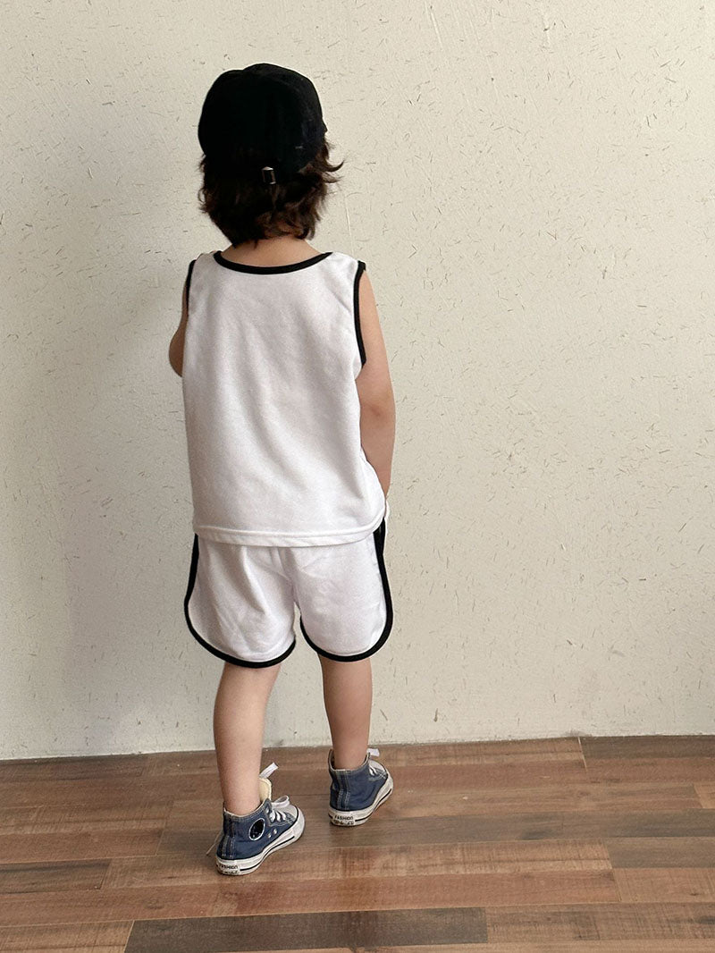 Basketbal LA Kleding Set Korte Broek + Hemd - Baby Peuter Kleuter Kinderen, Bruin/Wit, Katoen, Maat 0-8 Jaar