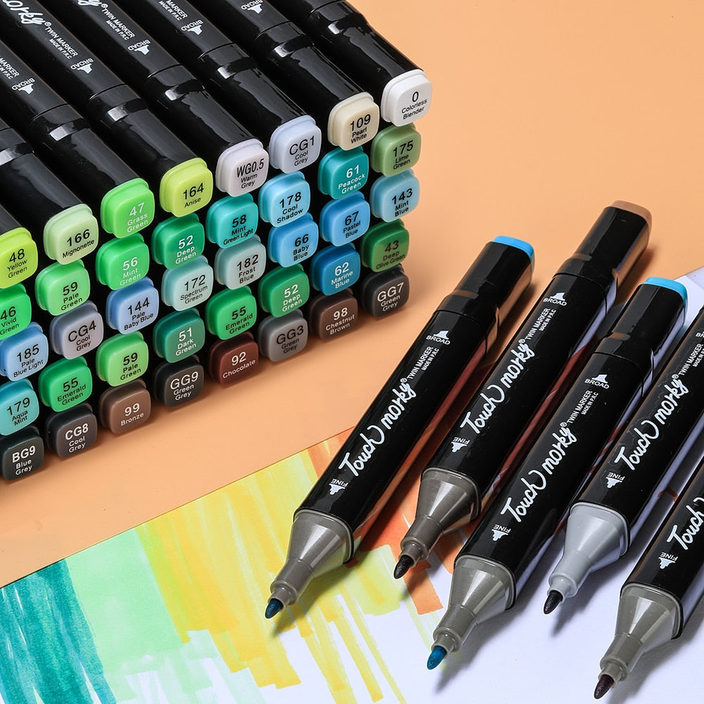 LumaColor Dubbelpunt Markers – Permanente Markers Set met 30-80 Kleuren voor Tekenen, Illustraties & Creatieve Projecten