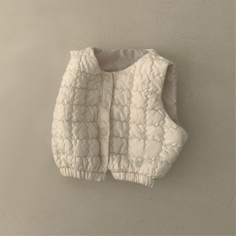 Gewatteerde Bodywarmer | Cloudnest Unisex, Grijs/Beige, Katoen, 0-3 Jaar