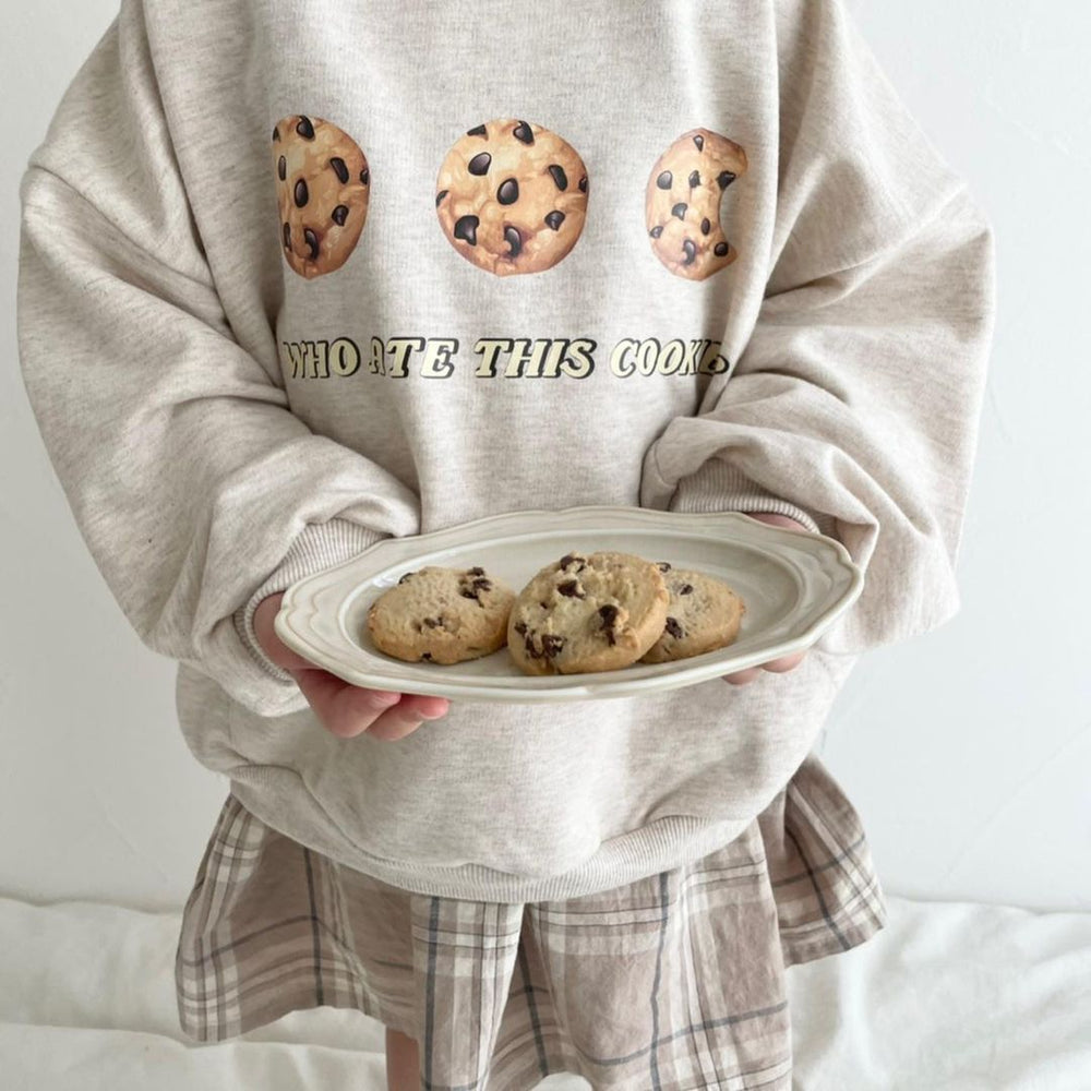Sweater met Koekjes - Cookiecrew Jongens/Meisjes, Bruin/Grijs, Katoen, Maat 0-5 Jaar