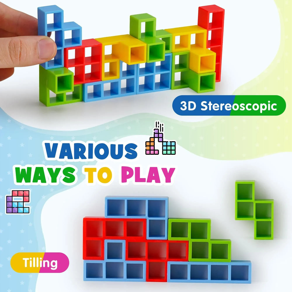 Montessori Balans Tetris Toren – Educatief Evenwichtsspel, BPA Vrij, 3+ Jaar-More For Mini