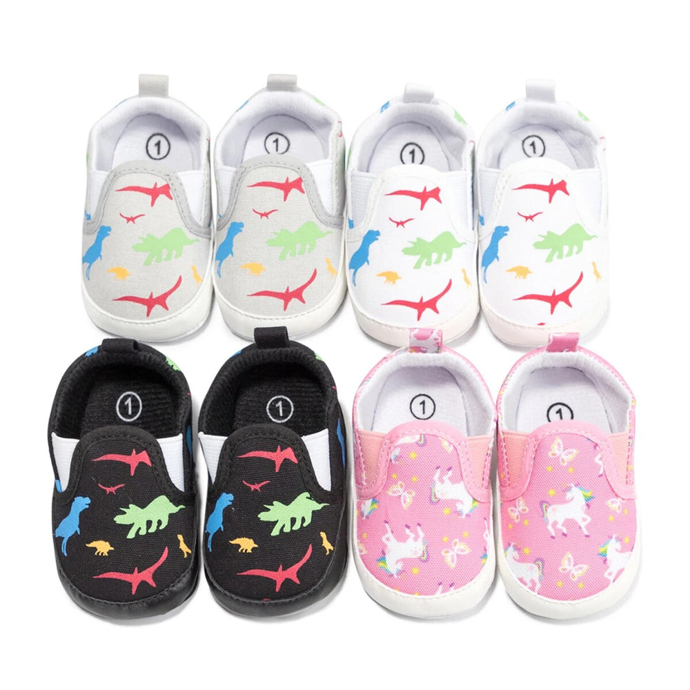 Baby Slip-On Schoenen met Antislip Zool – Minoe Instap Babysneakers Dino & Eenhoorn (0–18 Maanden)