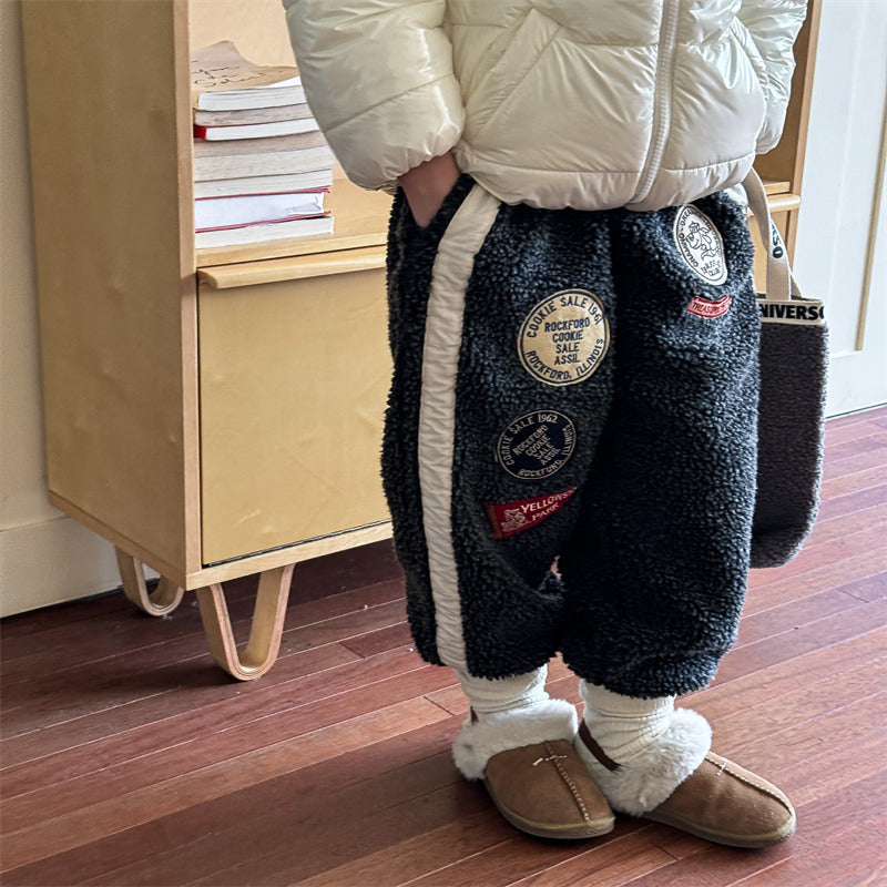 Teddy Joggingbroek - SnugTrail Unisex, Bruin/Grijs, Katoen, Maat 0-6 Jaar-More For Mini