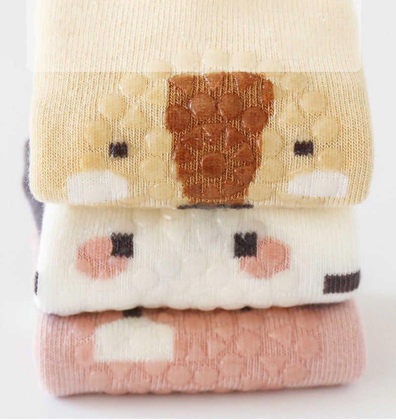 Kniebeschermer en Sokken Set - SnuggleStep Unisex, Geel/Bruin/Oranje/Roze/Wit, Katoen, Maat 0-5 Jaar