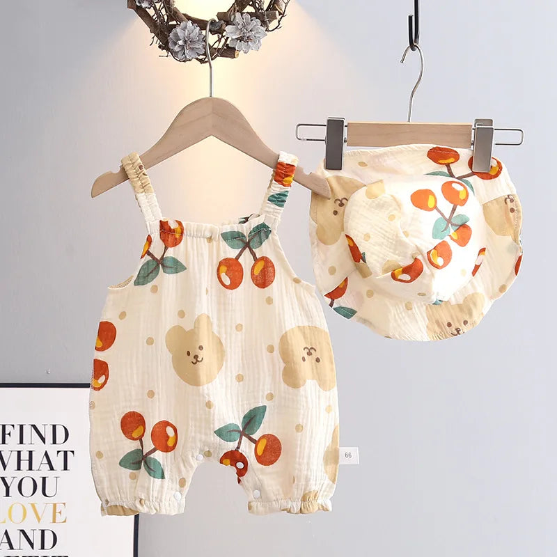 Babypakje Zonder Mouwen met Zonnehoedje – Licht & Comfortabel voor Warm Weer | Voor 1-24 Maanden
