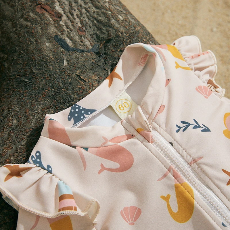 UV Zwempakje met Hoedje voor Baby’s – Polyester Zomeroutfit –  Ritssluiting (0-2 Jaar)