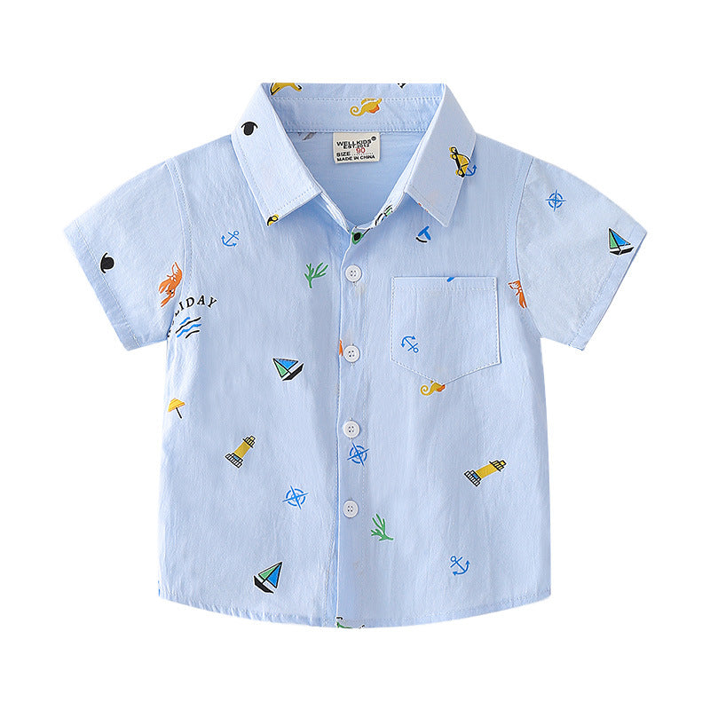 Holiday Button-Up Kinderoverhemd – Zomers Katoenen Shirt met Speelse Prints | Maat 2–6 jaar