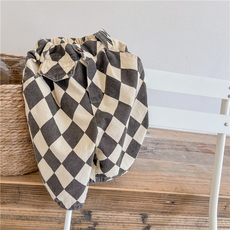 Kinderbroek Geruit Katoen – Comfortabele Broek (0–6 Jaar)