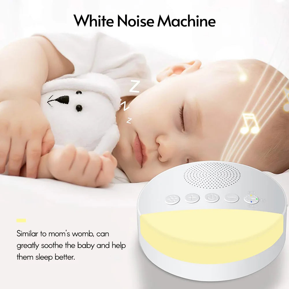 Baby White Noise Machine – USB Slaapmachine met Nachtlampje & Timer