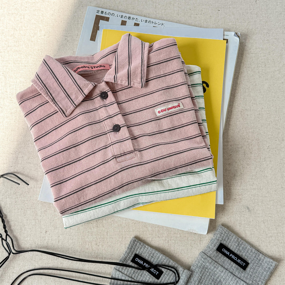 OWA Polo Stripe Unisex Kindershirt 0–6 Jaar | Gestreepte Polo – Katoen